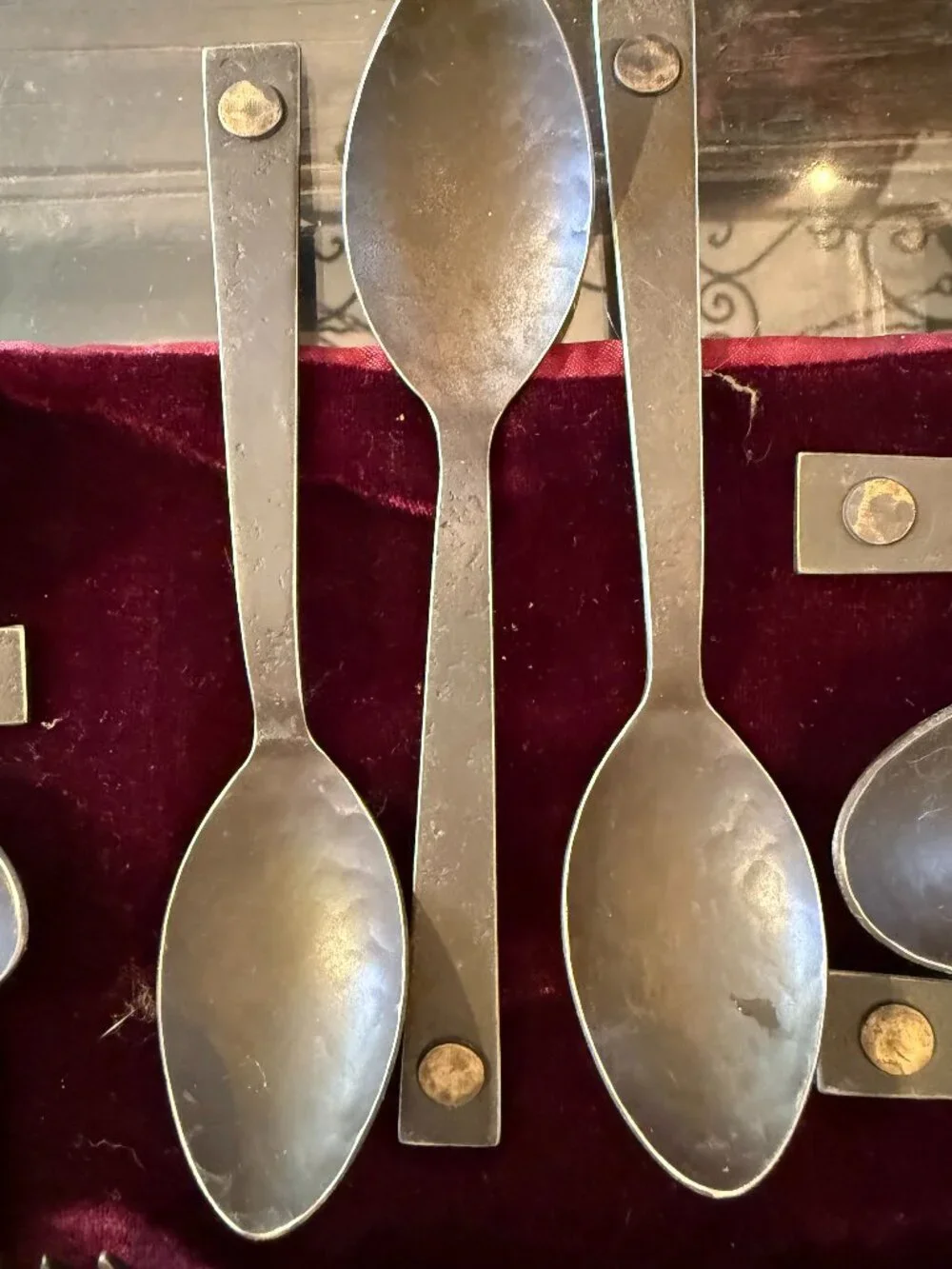 RH Hammered Blackened Stainless Steel Rivet 5-Piece Place Setting- 8 total avail